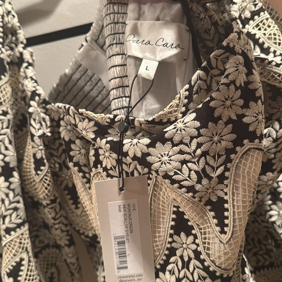 NWT Cara Cara Montauk B&W Scallop Eyelet Mini Dress Large - Picture 4 of 8